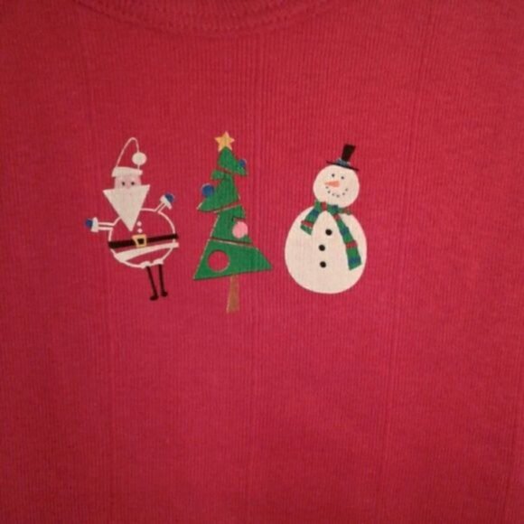 Secret Treasures Size M Camisole Tank Top Red Holiday Santa Tree Snowman Design - Picture 2 of 5